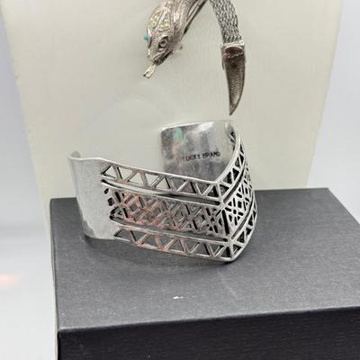 LOT 231J: Lucky Brand Cuff Bracelet, Magnolia Jewelry NWT & Mesh Snake Necklace made in France