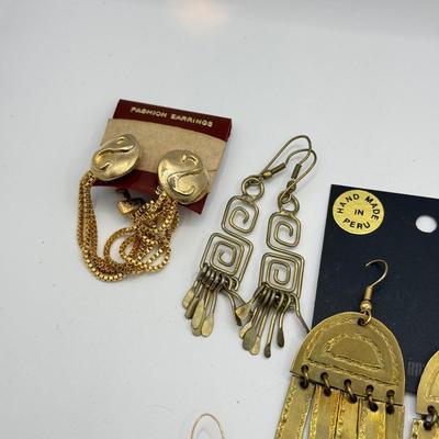 LOT 232J: Collection of Pierced Earrings: Laurel Burch, NWT, Brass & More