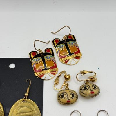 LOT 232J: Collection of Pierced Earrings: Laurel Burch, NWT, Brass & More