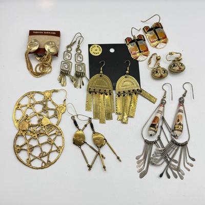 LOT 232J: Collection of Pierced Earrings: Laurel Burch, NWT, Brass & More