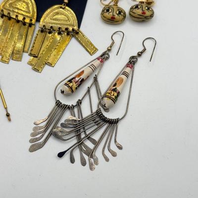 LOT 232J: Collection of Pierced Earrings: Laurel Burch, NWT, Brass & More