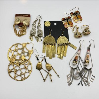 LOT 232J: Collection of Pierced Earrings: Laurel Burch, NWT, Brass & More