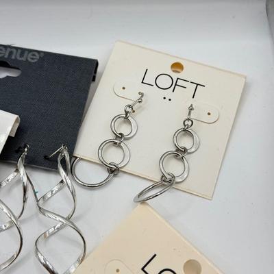 LOT 234J: Collection of Drop Pierced Earrings: Loft, Nine West, Avenue & More