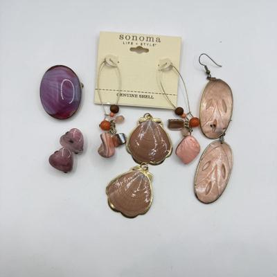 LOT 236J: Sonoma Shell Earrings NWT, Abalone Pink Oval Earrings, Pink Shell Charms & More
