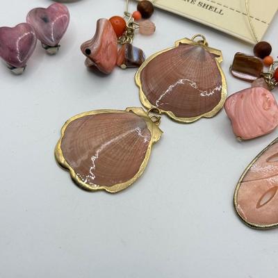 LOT 236J: Sonoma Shell Earrings NWT, Abalone Pink Oval Earrings, Pink Shell Charms & More