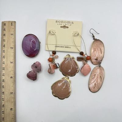 LOT 236J: Sonoma Shell Earrings NWT, Abalone Pink Oval Earrings, Pink Shell Charms & More