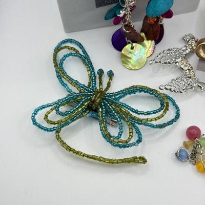 LOT 237J: Monet Butterfly Brooch NWT, Beaded Butterflies, Avenue Drop Earrings, Bow Jewelry, Mudd Necklace & More