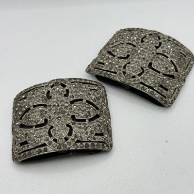 LOT 239L: 32" Long Bell Chain Belt w/ Earrings, Vintage Hair Accessories & More