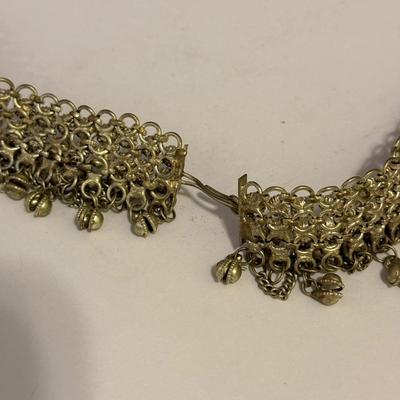 LOT 239L: 32" Long Bell Chain Belt w/ Earrings, Vintage Hair Accessories & More