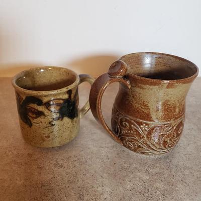LOT 241K: Burnt Mill Potters, Monroe Salt Works, Signed Pottery Mugs & More