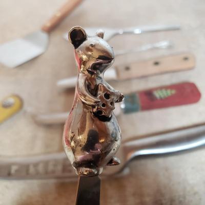 LOT 242K: Cheese Knives & Marble Serving Boards with Wooden Butcher Block
