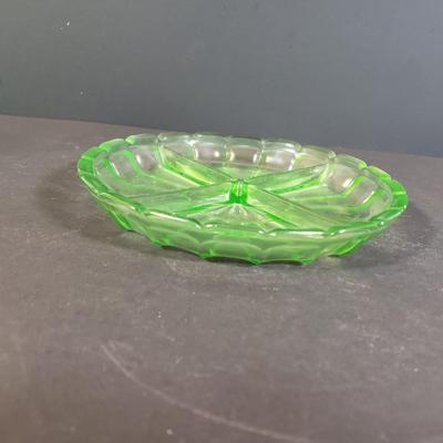 LOT 245K: Uranium Glass Divided Dish