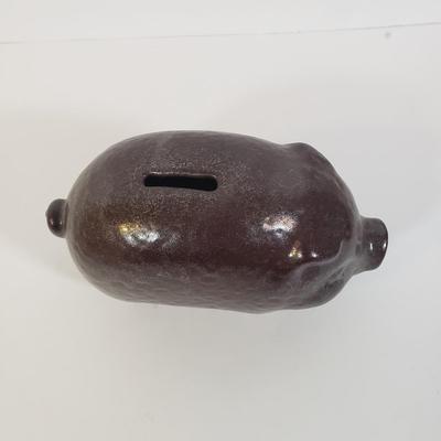 LOT 246L: Cast Iron Donkey Bank, Ceramic Pig Bank, Covered Bridge Art Tile & More