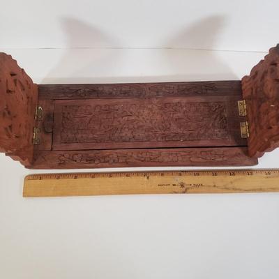 LOT 247L: Key, Tree Branch & Unique Flatware, Hand Carved Wooden Book Rack, Lotus Chamber Candlestick Holder & More