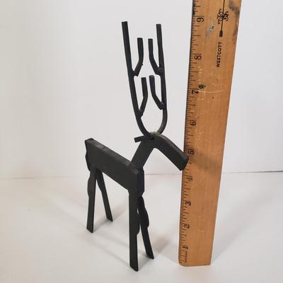 LOT 248L: Iron Rocking Horse & Reindeer Sculptures, Brass Lamp & More