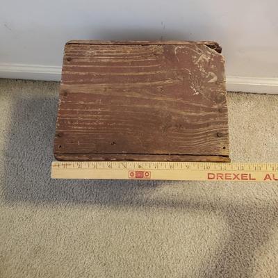 LOT 250L: Antique Wooden Stool, Thick Oval Wood Frame & Wooden Shelf