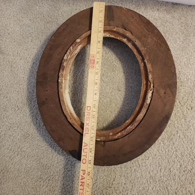 LOT 250L: Antique Wooden Stool, Thick Oval Wood Frame & Wooden Shelf