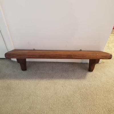 LOT 250L: Antique Wooden Stool, Thick Oval Wood Frame & Wooden Shelf