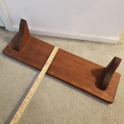 LOT 250L: Antique Wooden Stool, Thick Oval Wood Frame & Wooden Shelf