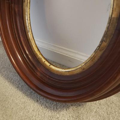 LOT 250L: Antique Wooden Stool, Thick Oval Wood Frame & Wooden Shelf