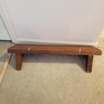 LOT 250L: Antique Wooden Stool, Thick Oval Wood Frame & Wooden Shelf