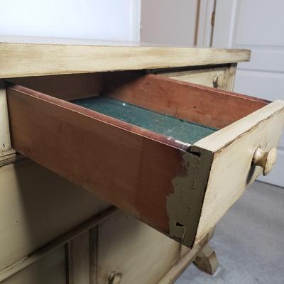 LOT 251F: Antique Wooden Sideboard-Painted & Distressed