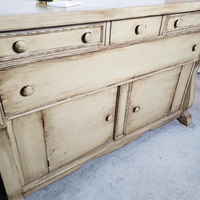 LOT 251F: Antique Wooden Sideboard-Painted & Distressed