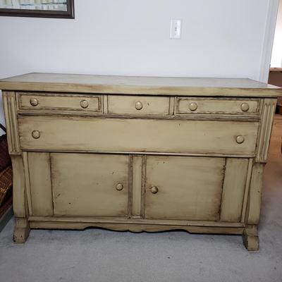 LOT 251F: Antique Wooden Sideboard-Painted & Distressed