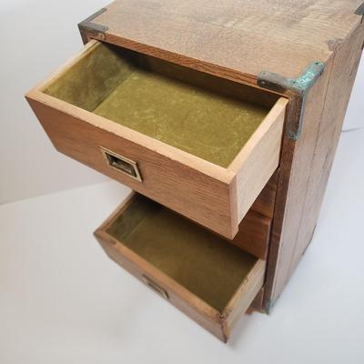 LOT 255L: Tennessee Wood Crafters Jewelry Box, 5 Drawer Jewelry Box & Wooden Box with Handle