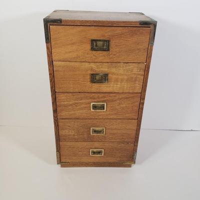 LOT 255L: Tennessee Wood Crafters Jewelry Box, 5 Drawer Jewelry Box & Wooden Box with Handle