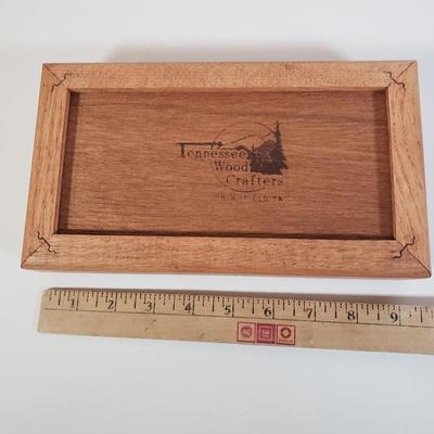 LOT 255L: Tennessee Wood Crafters Jewelry Box, 5 Drawer Jewelry Box & Wooden Box with Handle