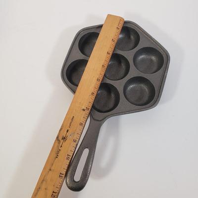 LOT 259L: Cast Iron Heart Shaped Pan & Danish Pancake Pan with Rosette & Timbale Iron Sets