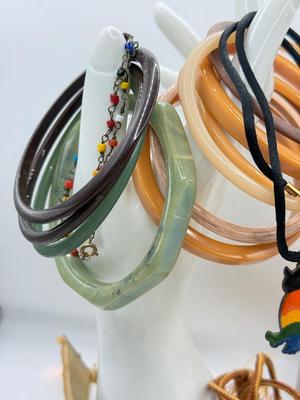 LOT 260J: Arrowhead Necklace, Collection of Bangles, Beaded Bracelets & More