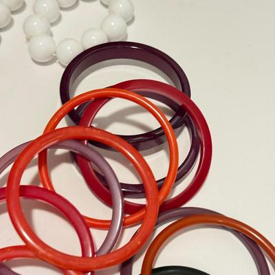 LOT 263L: Mod / Pop Art Jewelry Collection: Bangles, Earrings, Necklaces