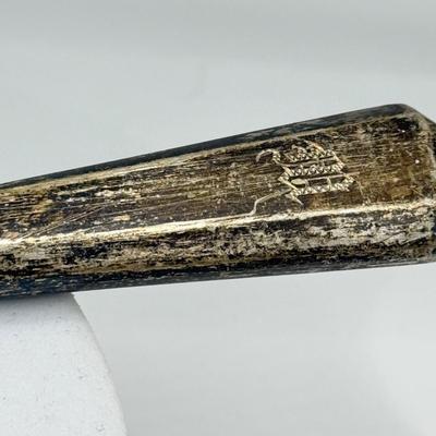 LOT 264J: Sterling 3 Tine Fork (11.15g) & Sterling Handle Serving Utensil w/ Stainless Blade (unweighed)