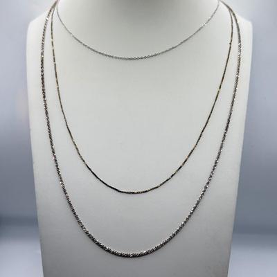 LOT 266J: Three Sterling Silver Chain Necklaces - 15", 20", 24" (6.45g)