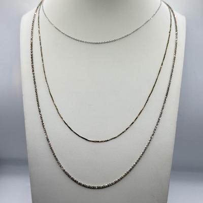 LOT 266J: Three Sterling Silver Chain Necklaces - 15", 20", 24" (6.45g)