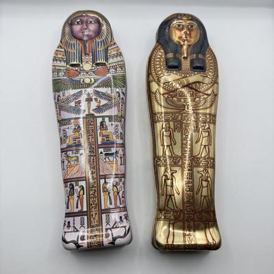 LOT 271K: British Museum Sarcophagi Tins & Brighton Folk Art Heart Tin