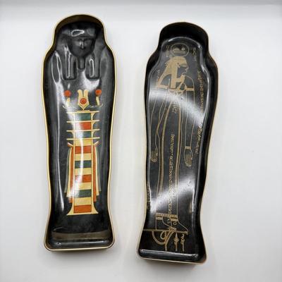 LOT 271K: British Museum Sarcophagi Tins & Brighton Folk Art Heart Tin