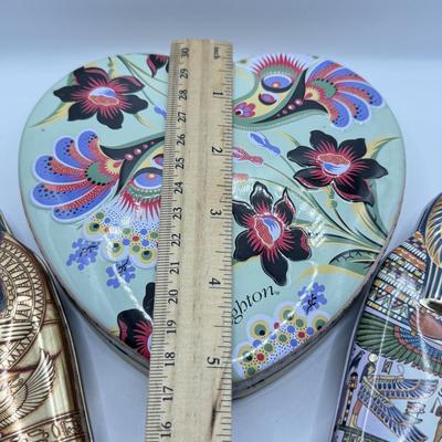 LOT 271K: British Museum Sarcophagi Tins & Brighton Folk Art Heart Tin