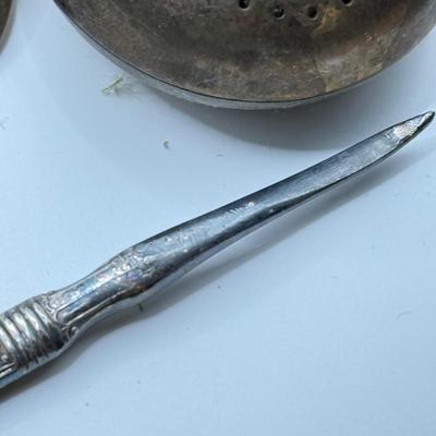 LOT 272L: Wilton Mount Joy Pewter Pitcher full of Silver Plate, Stainless & More Utensils