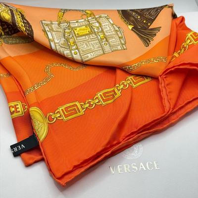 LOT 272L: Orange Versace Bag Scarf w/ Box