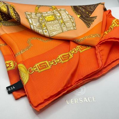 LOT 272L: Orange Versace Bag Scarf w/ Box
