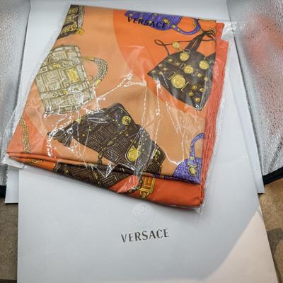 LOT 272L: Orange Versace Bag Scarf w/ Box
