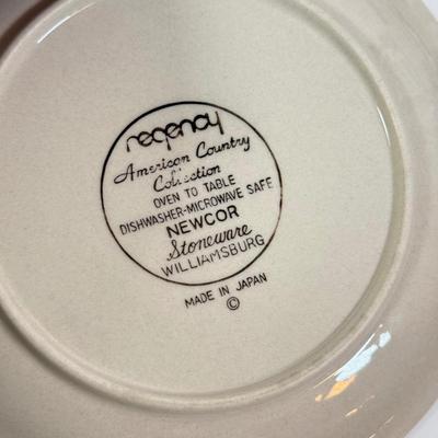 LOT 276K: American Country Collection Newcor Stoneware Williamsburg Plates in 2 Sizes (made in Japan)
