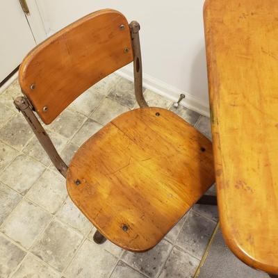 LOT 278L: Vintage School Desk with Swivel Seat- St, Kevin's
