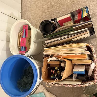 LOT 282L: Office Supplies, Large Crochet Hooks, Buckets & More