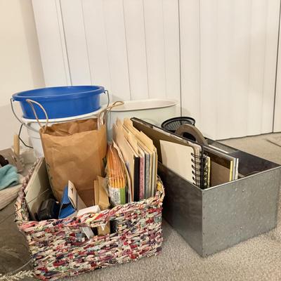 LOT 282L: Office Supplies, Large Crochet Hooks, Buckets & More