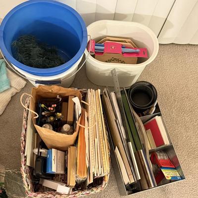 LOT 282L: Office Supplies, Large Crochet Hooks, Buckets & More