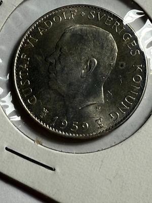 Sweden 5 Kronor 1959-TS Brilliant Uncirculated Silver Coin King Gustav VI as Pictured.